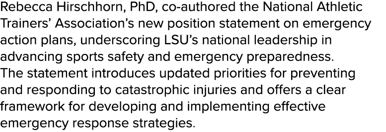 Rebecca Hirschhorn, PhD, co authored the National Athletic Trainers’ Association’s new position statement on emergenc...