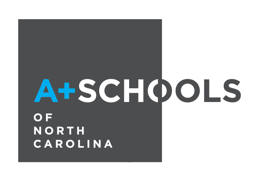 A+ schools of north carolina logo grey and blue