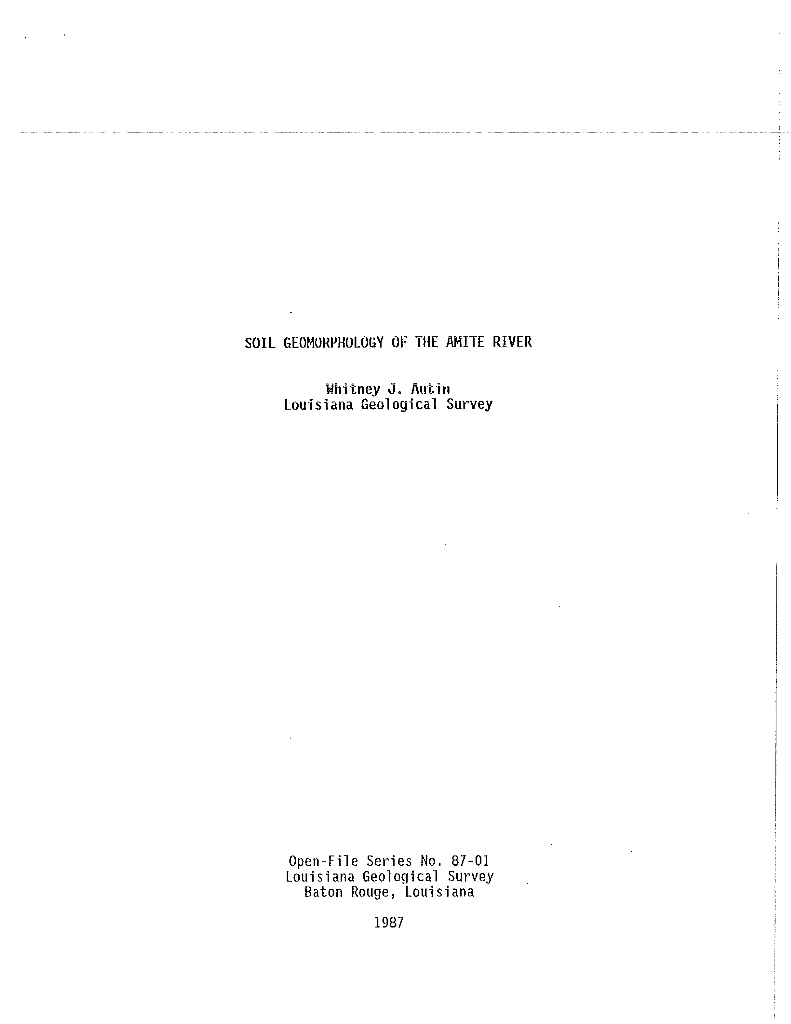 87-01 Soil Geomorphology of the Amite River.